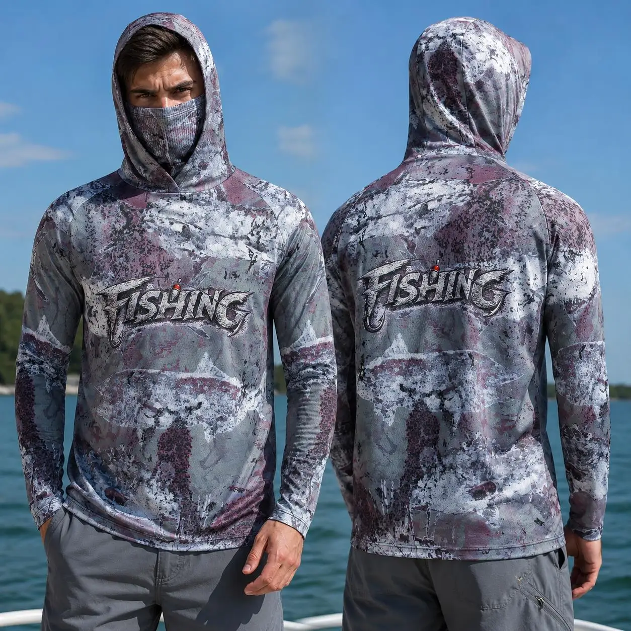 Mens Fashion Summer - Vissersshirt met capuchon, heren, lange mouwen,
