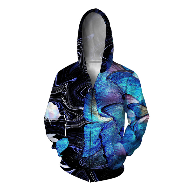 3d Geprinte Vlinder Engel Hood - Mens Fashion Zip Up Hoodies recensie en prijs