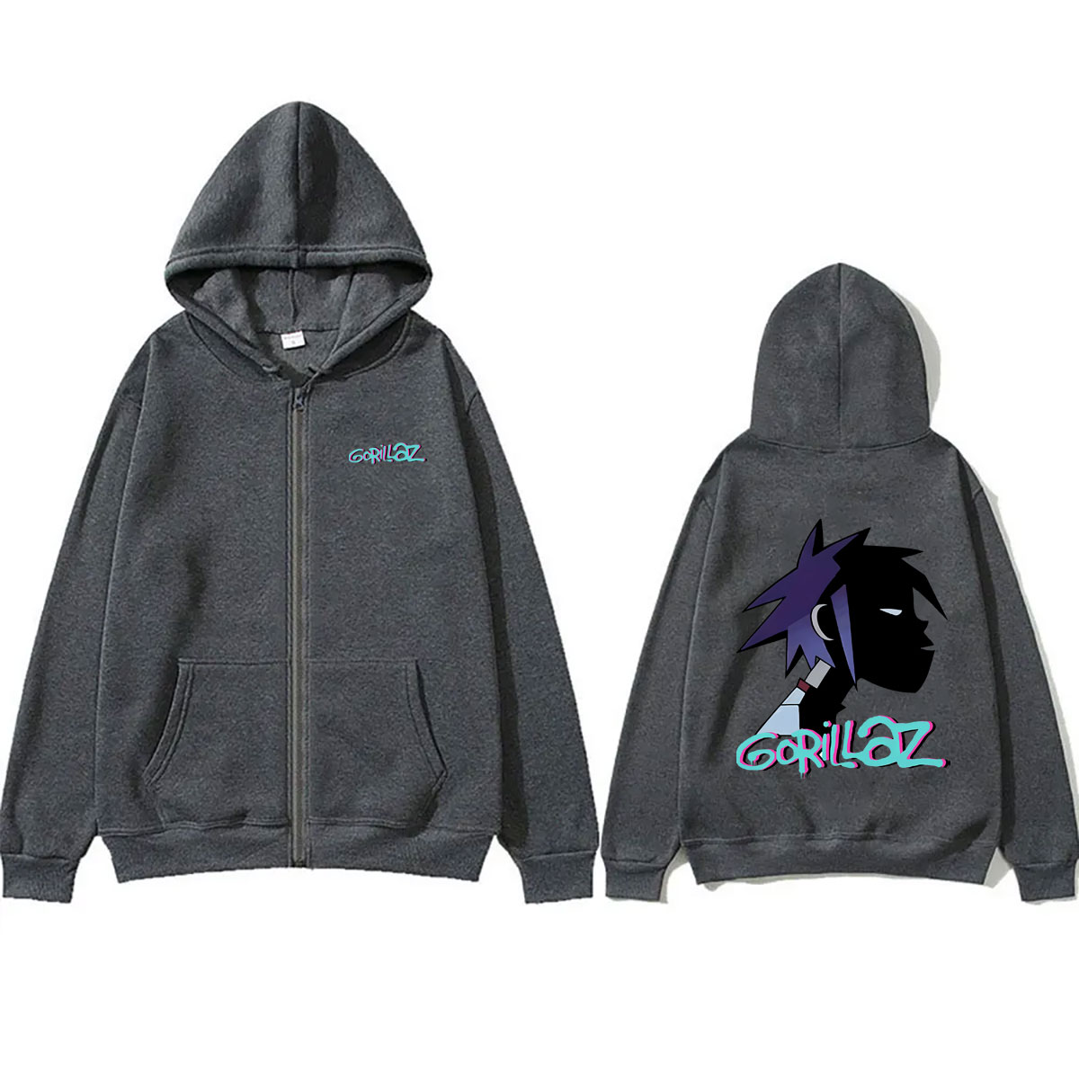 Rockband Gorillaz Face Graphic - Mens Fashion Zip Up Hoodies recensie en prijs