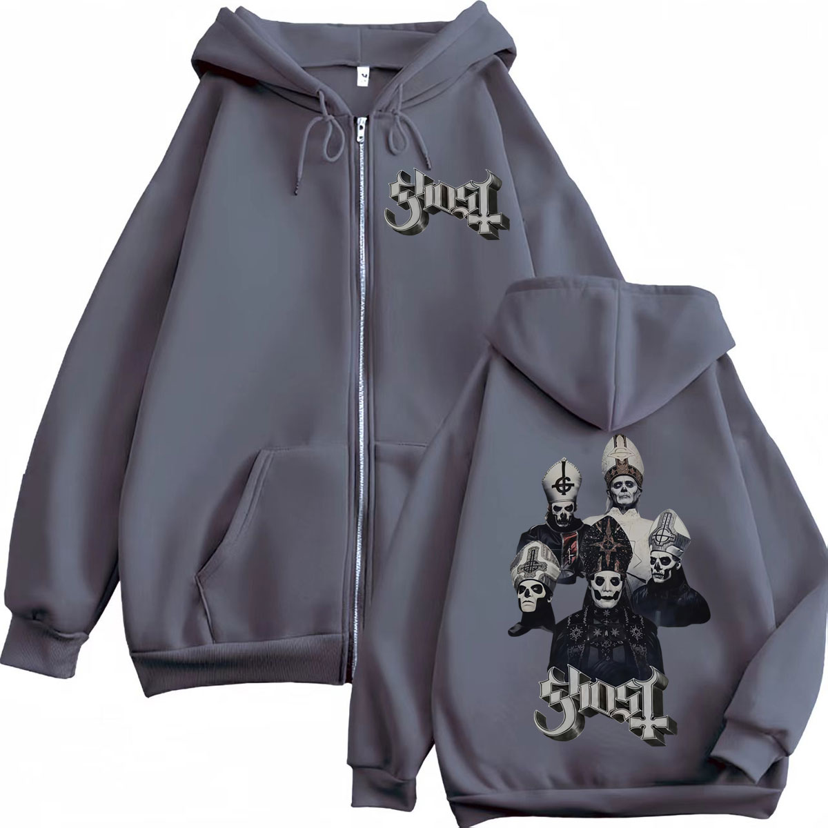 Hot Sale Ghost Band Rits Hoodi - Mens Fashion Zip Up Hoodies recensie en prijs