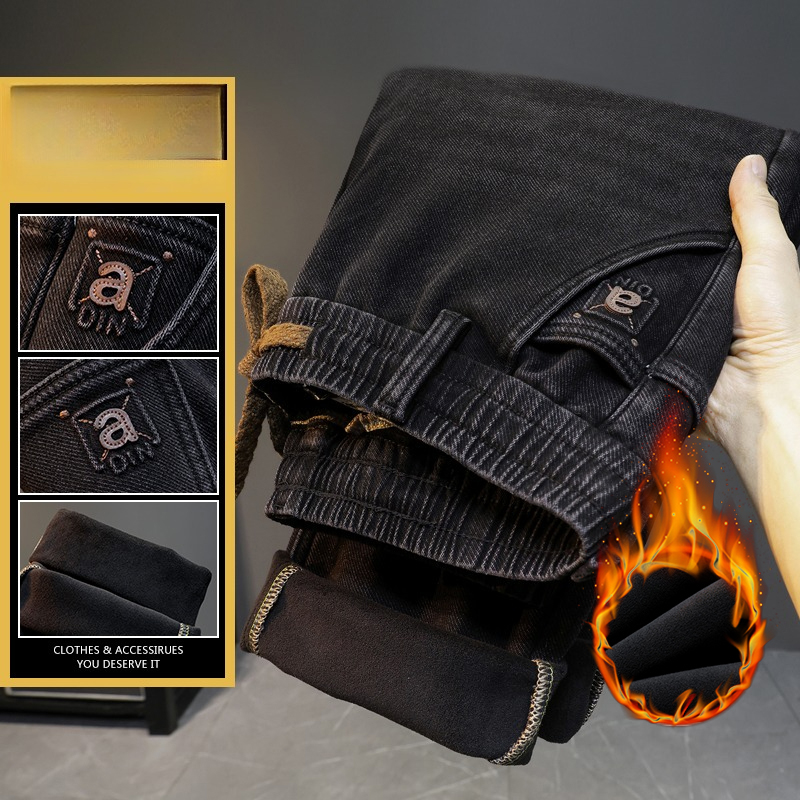 Heren Winter Nieuwe Fleece Jea - Men'S Fashion Grey Jeans recensie en prijs