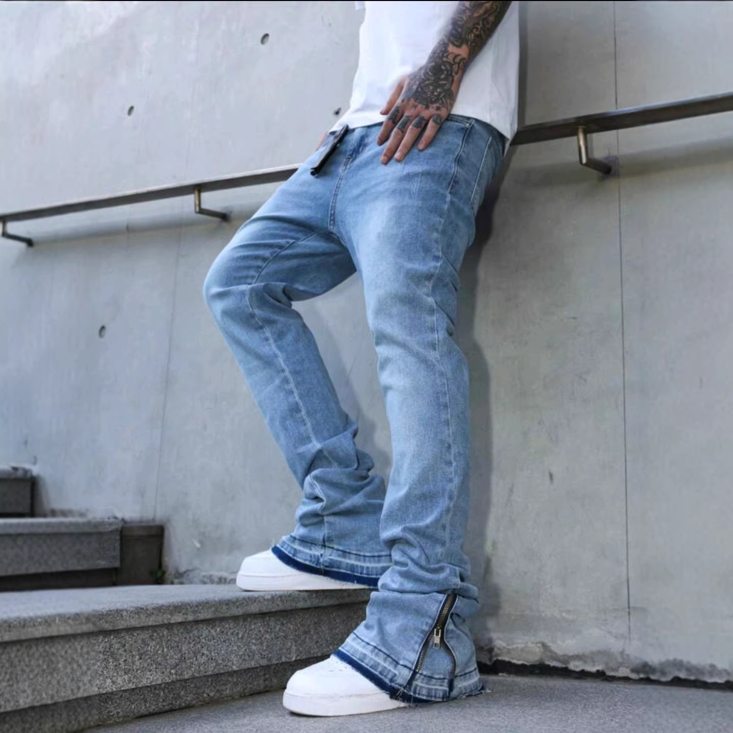 Heren gewassen lichtblauwe jea - Men'S Fashion Videos recensie en prijs